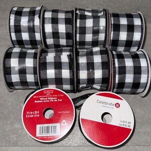 Celebrate It Black and White Checkered Ribbon